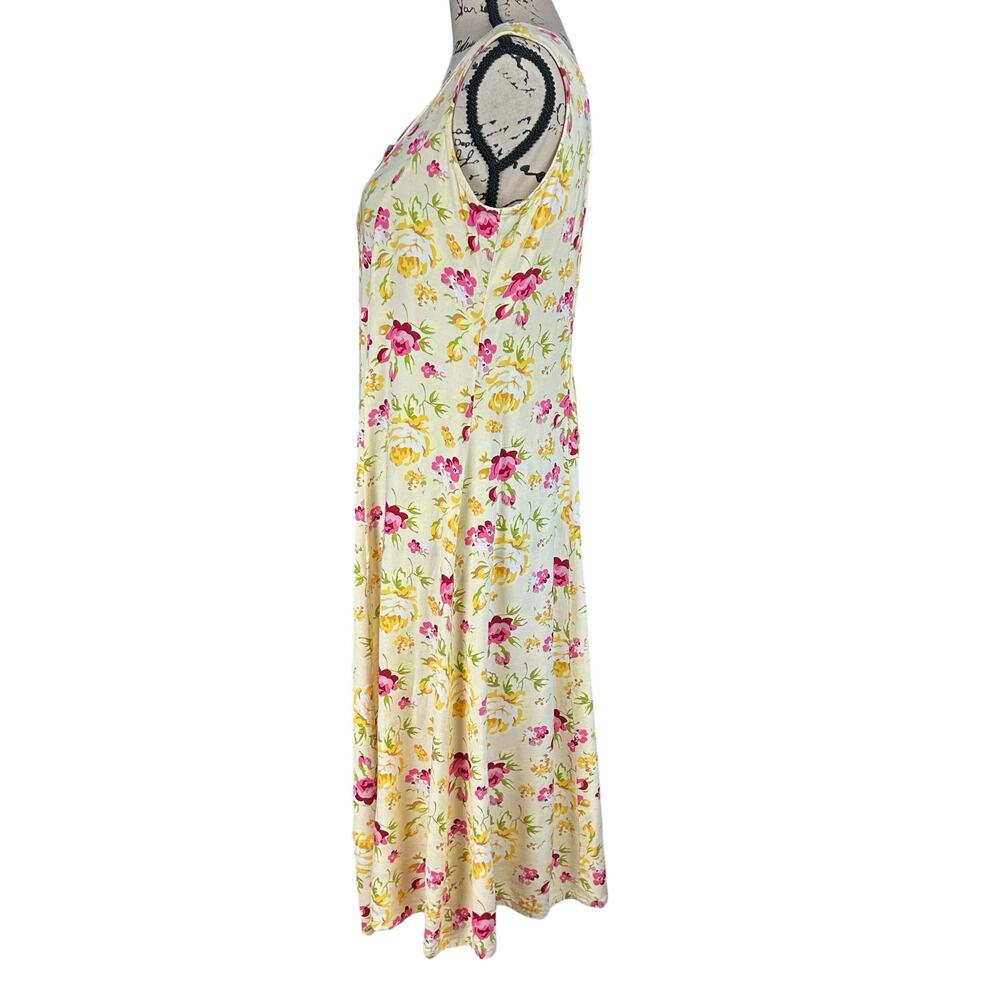 BFA Classics Floral Maxi Dress Sze S Yellow Pink Button Front Rayon 90s Sundress - Picture 7 of 10